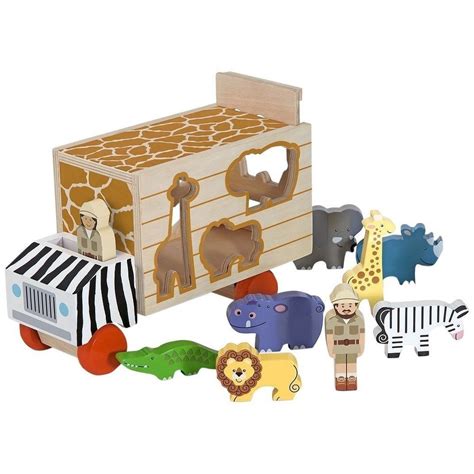 Melissa & Doug Safari Animal Rescue Truck Wooden Vehicle Play Set