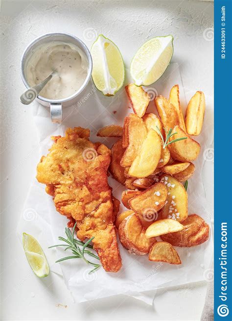 Grilled Cod and Potatoes Served with Lime and Salt Stock Image - Image ...