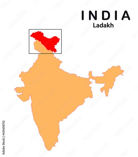 Ladakh State Map Highlighted On India Map Stock Vector Adobe Stock | sexiezpix Web Porn