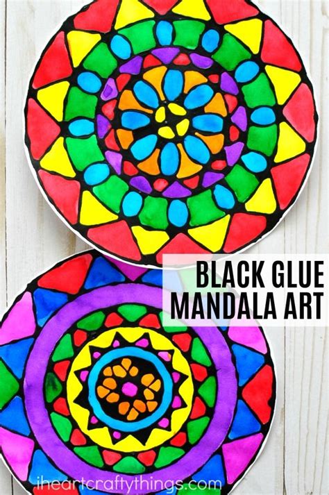 Black Glue Mandala Art Project | School art projects, Art and hobby, Glue art