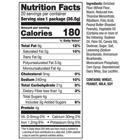 Peanut Butter Crackers Nutrition Label - Ythoreccio