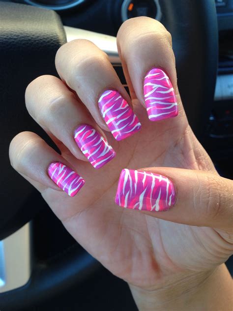 My other nails #zebraprint #nails #fake #long #acrylic #pink #purple # ...