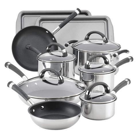 Buy Circulon 70510 Espree Stainless Steel Nonstick Cookware Pots and Pans Set, 14 Piece, Silver ...