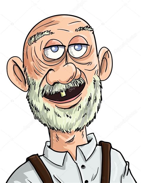 Cartoon old man with one tooth — Stock Vector © antonbrand #11352946