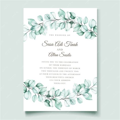 Free Vector | Elegant watercolor eucalyptus invitation card