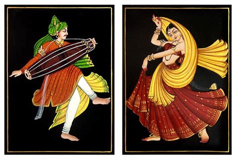 Folk Dancers of India - Painting on Hardboard - 11 x 8 in. Each