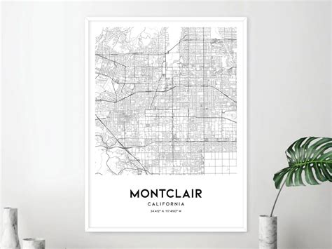 Montclair Map Print, Montclair Map Poster Wall Art, Ca City Map, California Print Street Map ...