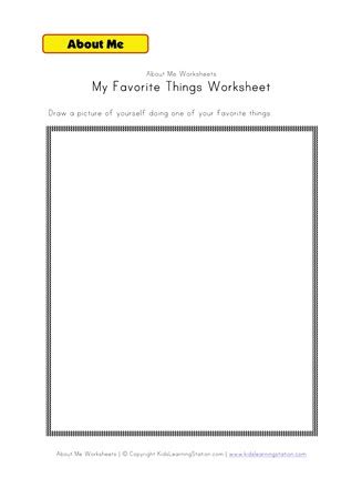 A Few Of My Favorite Things Worksheet - Kindergarten Printable Sheet