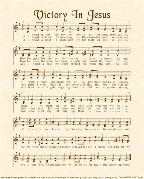 Victory In Jesus - Christian Heritage Hymn, Sheet Music, Vintage Style ...