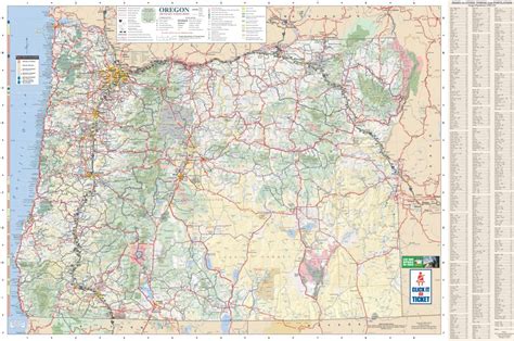 Large Detailed Tourist Map Of Oregon With Cities And Towns - Oregon Road Map Printable | Free ...