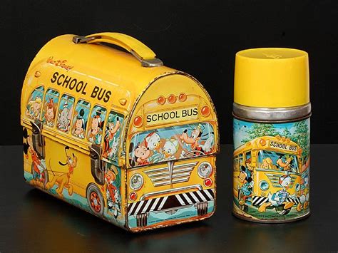 1968 Walt Disney School Bus Lunch Box & Thermos | Lunch box thermos ...