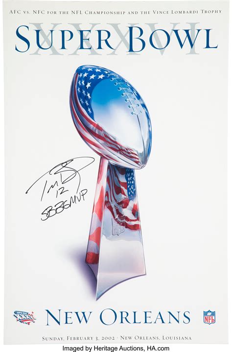 2002 Tom Brady Signed Super Bowl XXXVI Poster.... Football | Lot #80982 | Heritage Auctions