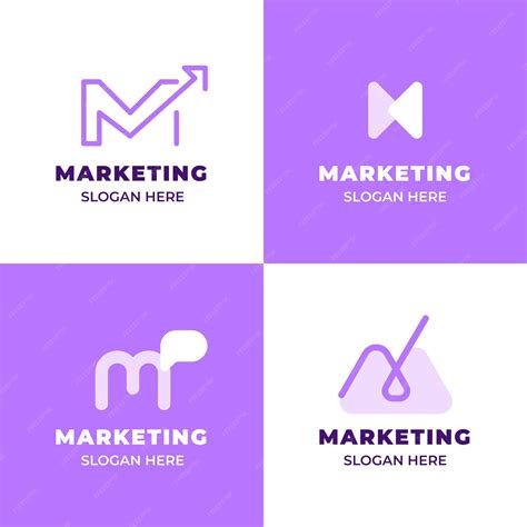 Free Vector | Flat design marketing logo set