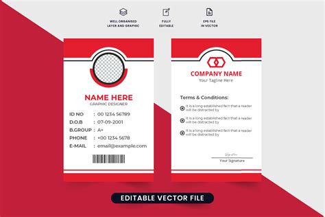 Creative business ID card design with photo placeholder for office or academic uses. Identity ...