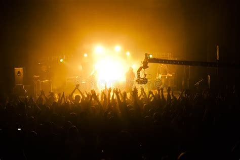 Crowd of People with Their Hands Up in Front of the Stage during the Concert Editorial Image ...