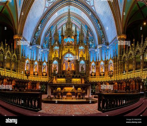 Quebec, OCT 2: Interior view of the Basilique Notre-dame De Montreal on ...