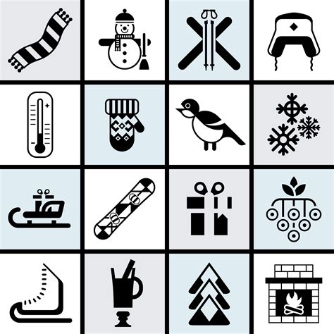 Winter icons set black 443411 Vector Art at Vecteezy