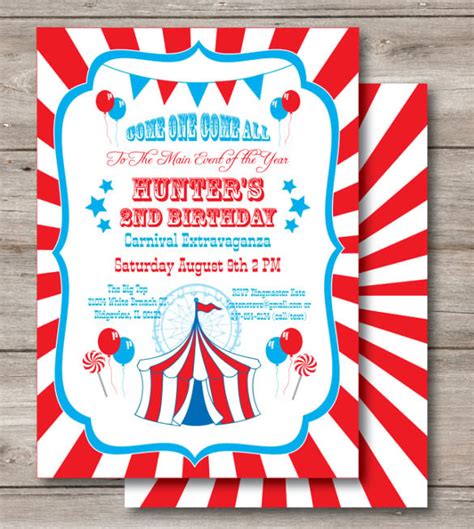 Carnival Birthday Invitation Card Template | Onvacationswall.com