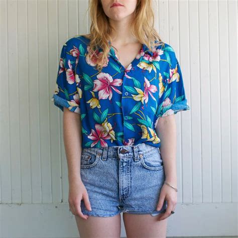 Vintage Aqua Tropical Tourist Hawaiian Shirt - L | Hawaiian outfit ...