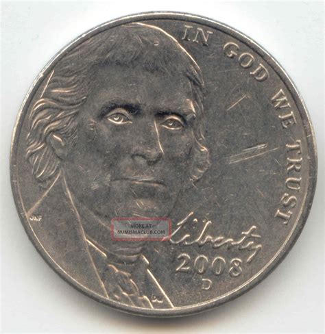 Usa 2008d American Nickel Five Cent Piece 5c 5 Cents Jefferson 2008 D ...