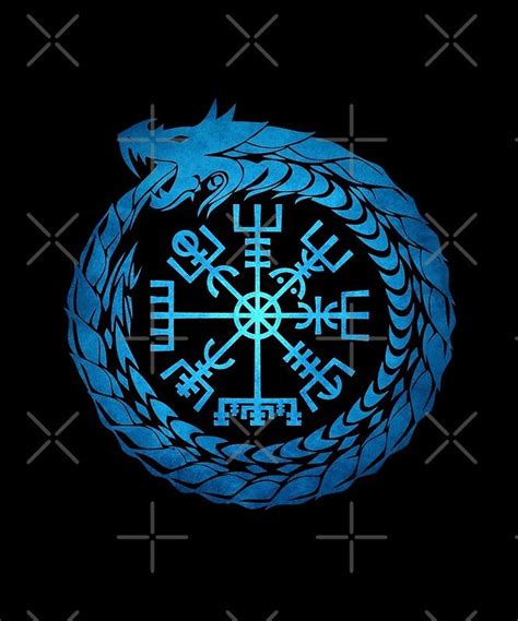 Dos símbolos vikingos en una imagen. Jormungand y Vegvisir, el símbolo ...