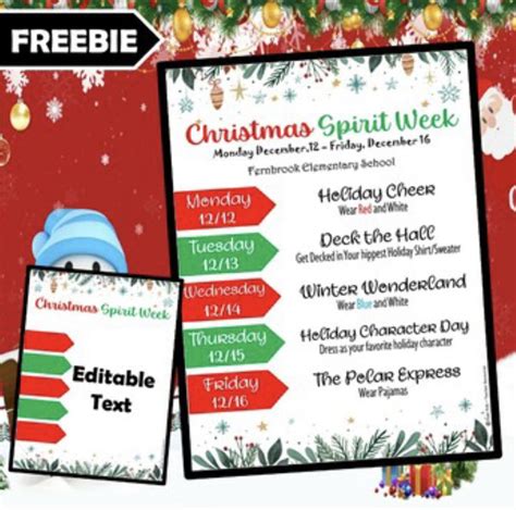 Christmas Spirit Week Template - Printable Calendars AT A GLANCE