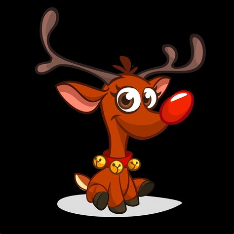 Funny cartoon red nose reindeer. Christmas vector illustration isolated ...