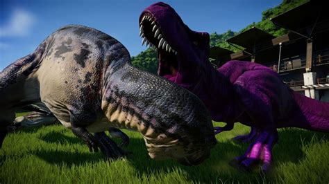 T REX Vs Acrocanthosaurus Breakout & Fight - 🌎 Jurassic World Evolution Dinosaurs Fighting - YouTube