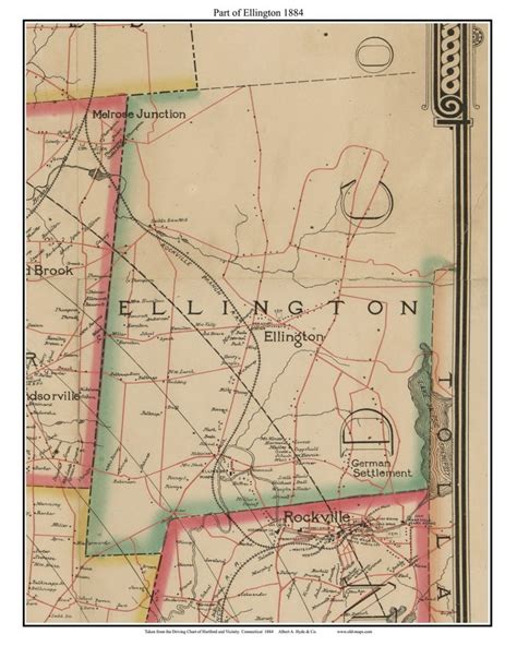 Ellington, Part of 1884 Old Town Map With Homeowner Names Connecticut ...