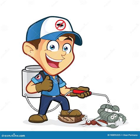 Exterminator Or Pest Control With Logo Cartoon Vector | CartoonDealer.com #90895243