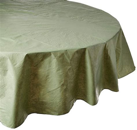 Vinyl Tablecloth with Polyester Flannel Backing, 70-Inch Round, Sage, Vinyl, Polyester By ...