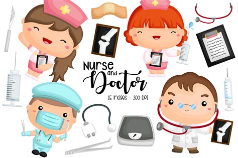 Doctor and Nurse Clipart Graphic by Inkley Studio · Creative Fabrica