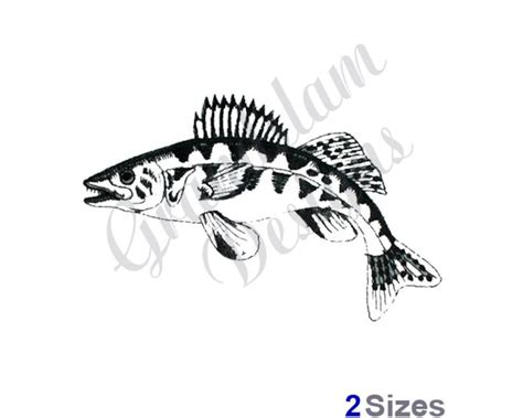 Walleye Outline Fish Machine Embroidery Design | Etsy