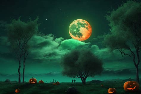 Midnight Full Moon Halloween Background Graphic by mimishop · Creative ...