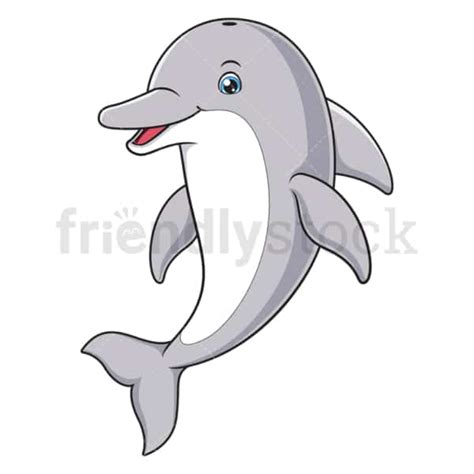 Smiling Dolphin Cartoon Clipart Vector - FriendlyStock