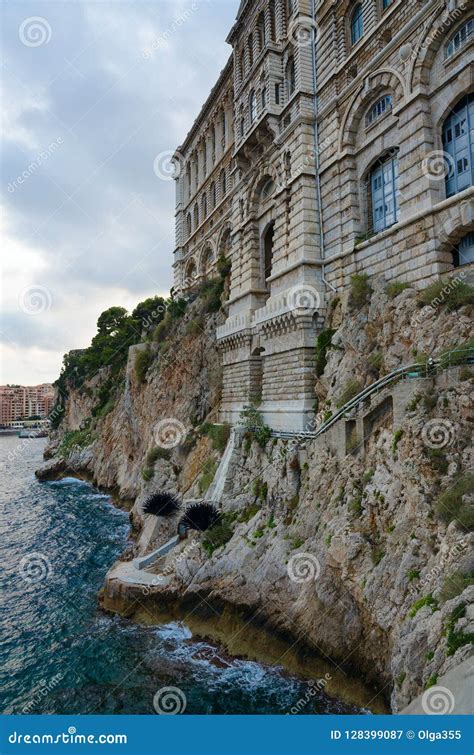 Cousteau Oceanographic Museum on Cliff, Principality of Monaco Stock Image - Image of evening ...