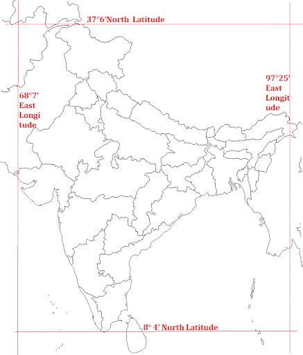 Latitude And Longitude Map of India | Where is India ? | WhatsAnswer | India map, Latitude and ...