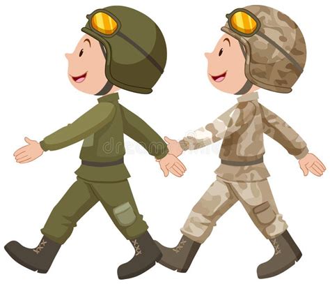 Two Soldiers in Uniform Marching Stock Vector - Illustration of soldier, isolated: 74582000