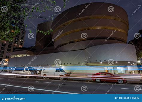 Guggenheim Museum at Night editorial stock image. Image of cloud ...