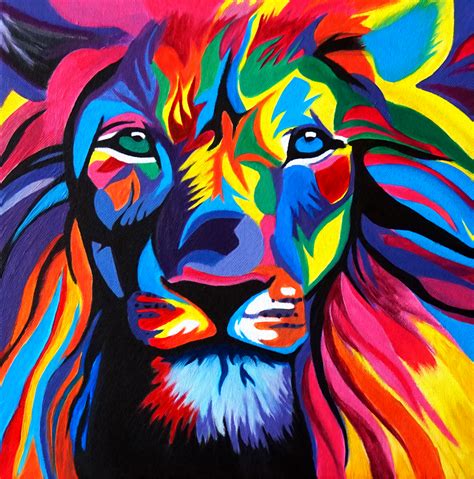 Colorful Lion Painting Art Print by TheColorTerrace | Society6 ...