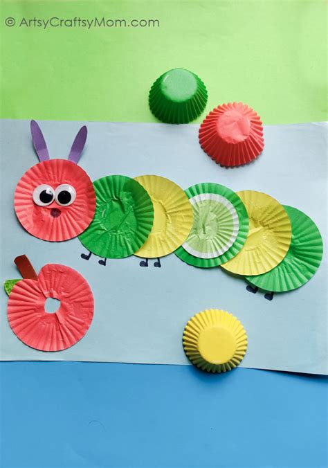 Easy and Colorful Cupcake Liner Caterpillar Craft