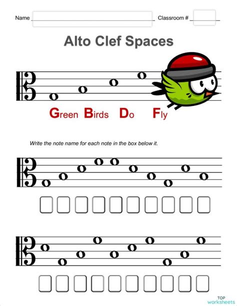 Alto Clef Spaces. Interactive worksheet | TopWorksheets