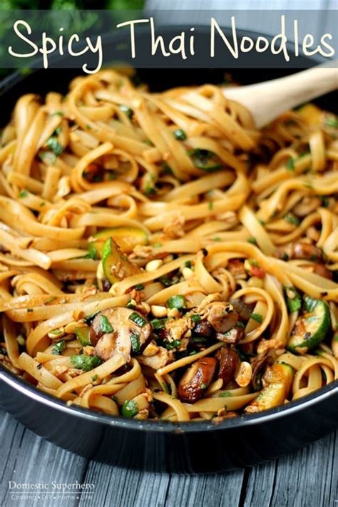 One Pot Spicy Thai Noodles - Domestic Superhero