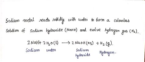 Solved: Chemical Equations Solid sodium metal reacts with water, giving ...