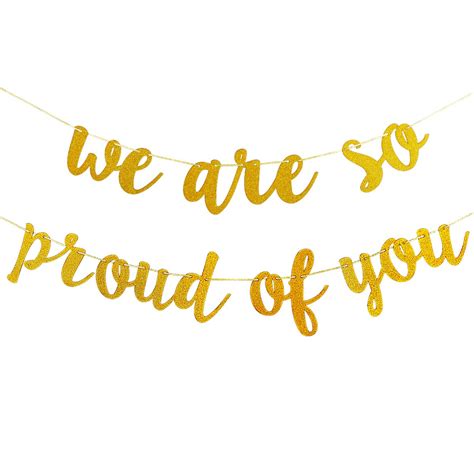 Gold Glittery We are So Proud of You Banner -Graduation Party/Grad ...