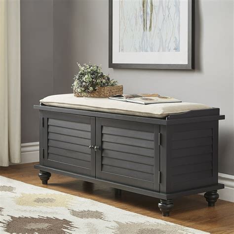 Weston Home Georgia Entryway Storage Bench with Cushion, Black ...