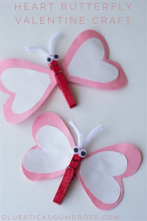 Heart Butterfly Craft for Valentine's Day | Valentine crafts, Valentine crafts for kids ...