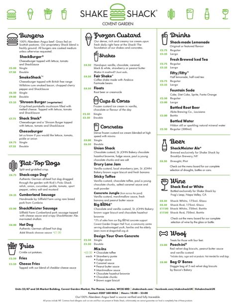 Shake Shack London Menu | PDF | Hot Dog | Ice Cream