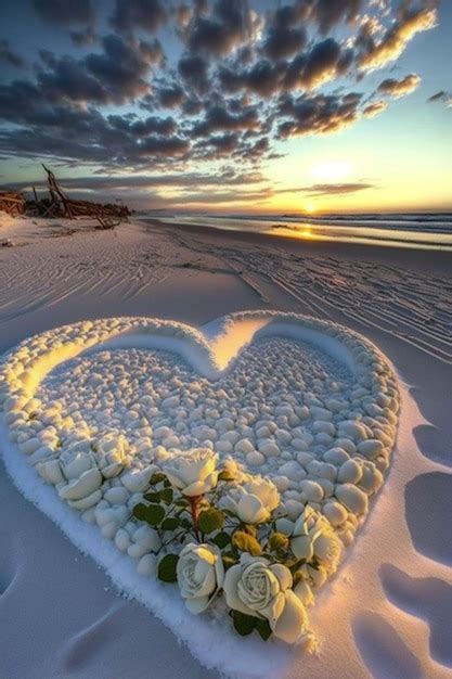 Premium AI Image | Heart on the beach at sunset