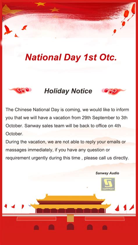 Holiday Notice: National Day - Sanway Professional Audio Equipment Co ...